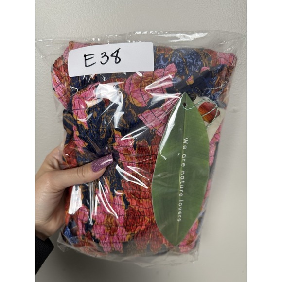 NWT Farm Rio Navy‎ Garden Smocked Mini Dress Size S Lenzing Ecovero Floral Boho - Picture 14 of 14